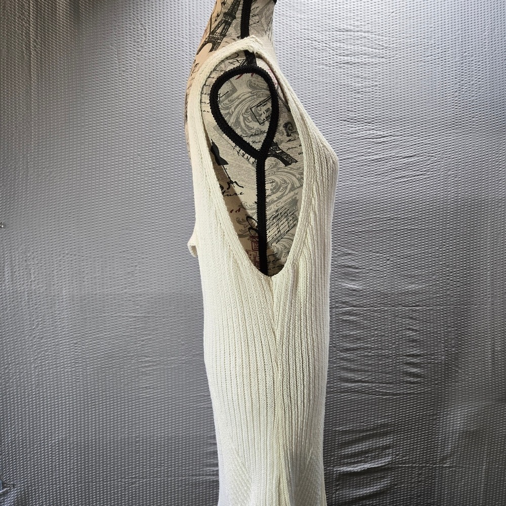 Anthropologie Cream Pointelle Knit Open Back V-Neck Sweater Dress Made in Turkey - Picture 8 of 15